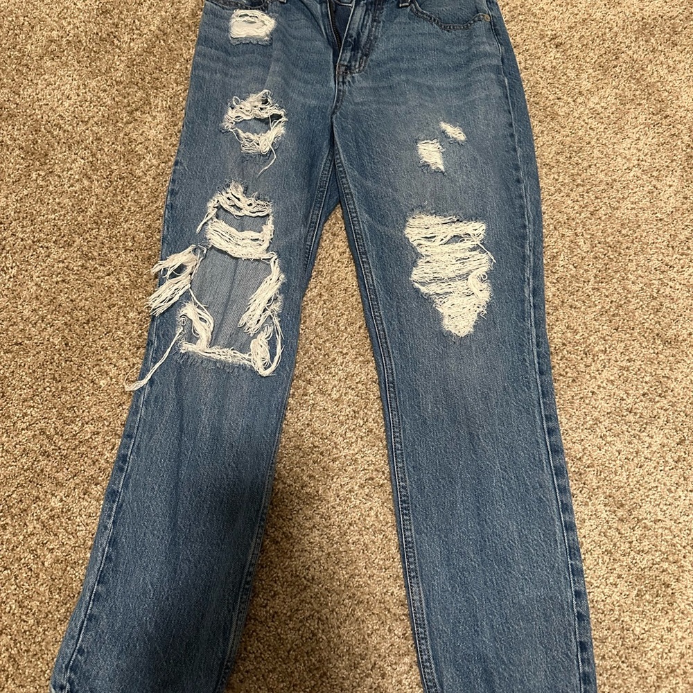 Distressed Blue Jeans